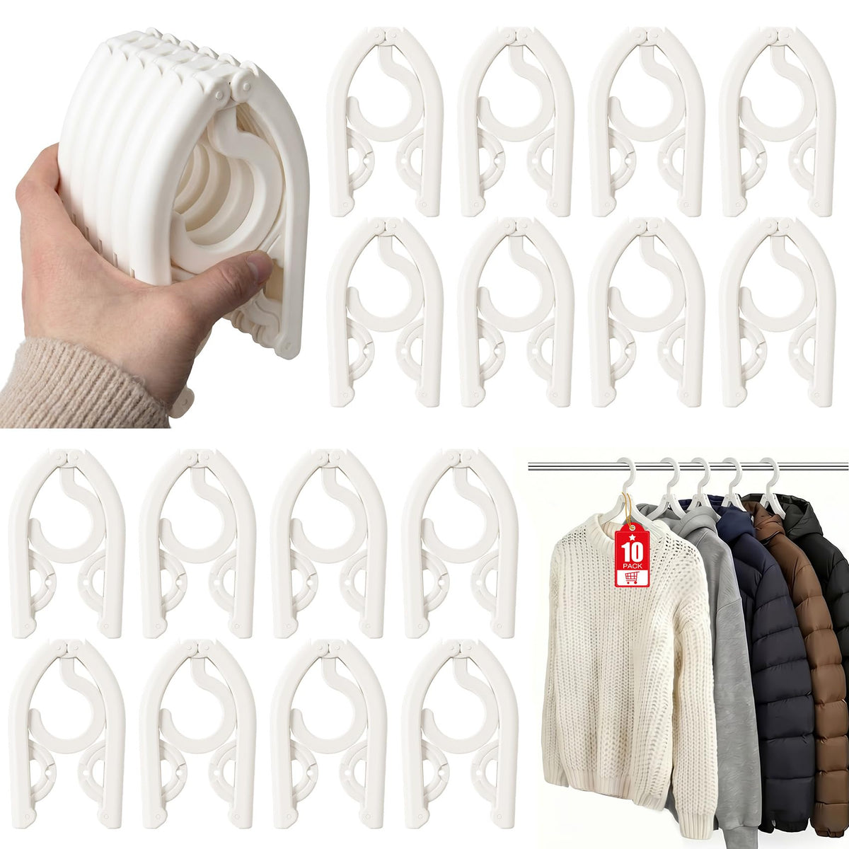 15 Pcs Foldable Travel Hangers Cruise Ship Essentials 2026 Phone Size Black