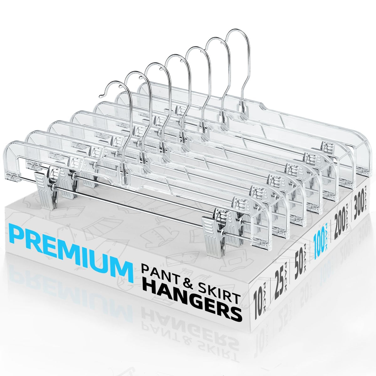 HOUSE DAY Heavy Duty Clear Pants Hangers 25 Pack, 14'' Skirt Hangers