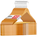 ZENOWICK Wooden Hangers 30 Pack, Heavy Duty Wood Hangers for Coats