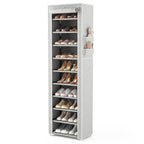 VTRIN Vertical Narrow Shoe Rack Organizer 10 Tier Tall Shoe Shelf Holds 20-22 Pairs with Non-Woven Dustproof Cover for Closet, Entryway Black
