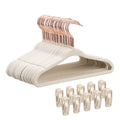 Baby Velvet Hangers 30 Pack - 11 Inch Premium Felt Non Slip Kids Hanger for Infant & Toddler Clothes - 0.2" Slim Space-Saving Baby Felt Hangers for Children's Closet with 10 Clips - Beige