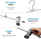 ZOBER Metal Pants Hangers with Clips, Skirt Clothes Hangers, 20 Pack