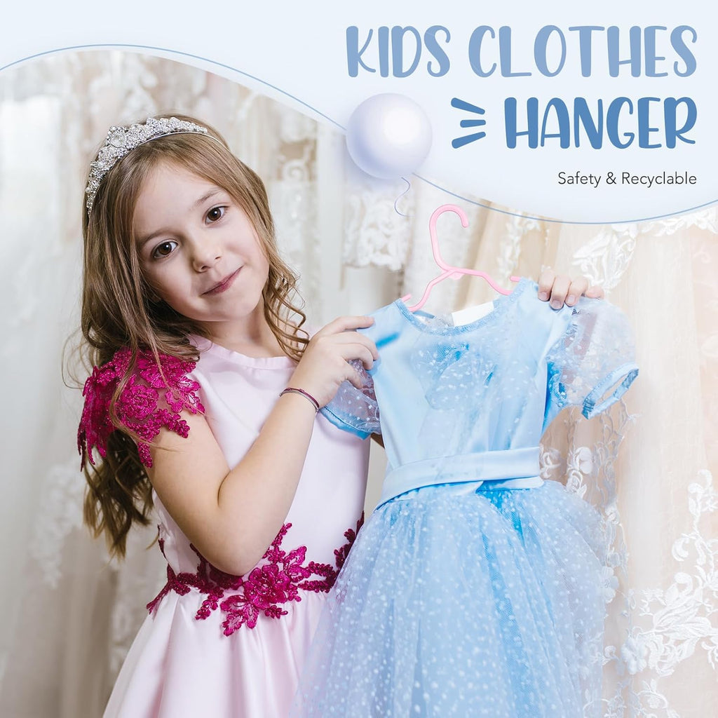 HOUSE DAY Plastic Baby Hangers for Closet 20 Pack, Durable Plastic Kids Hangers for Baby Clothes, Thin & Compact Childrens Hangers, Space Saving Pink Baby Hanger, Small Hanger for Kids Clothes