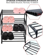 LNYZQUS Upgrade 4-Tier Small Shoe Rack, Metal Stackable Kids Shoe Shelf Storage Shoe Stand Organizer for Closet Entryway Hallway,Zapateras Organizer for Shoes(Black)