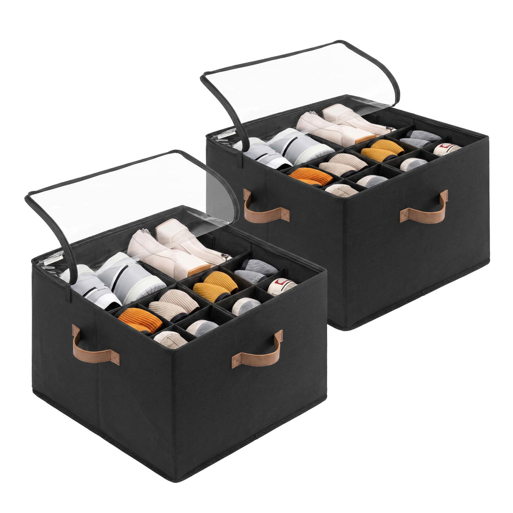 StorageWorks 2-Pack 32-Pair Shoe Storage Organizer for Closet, Beige