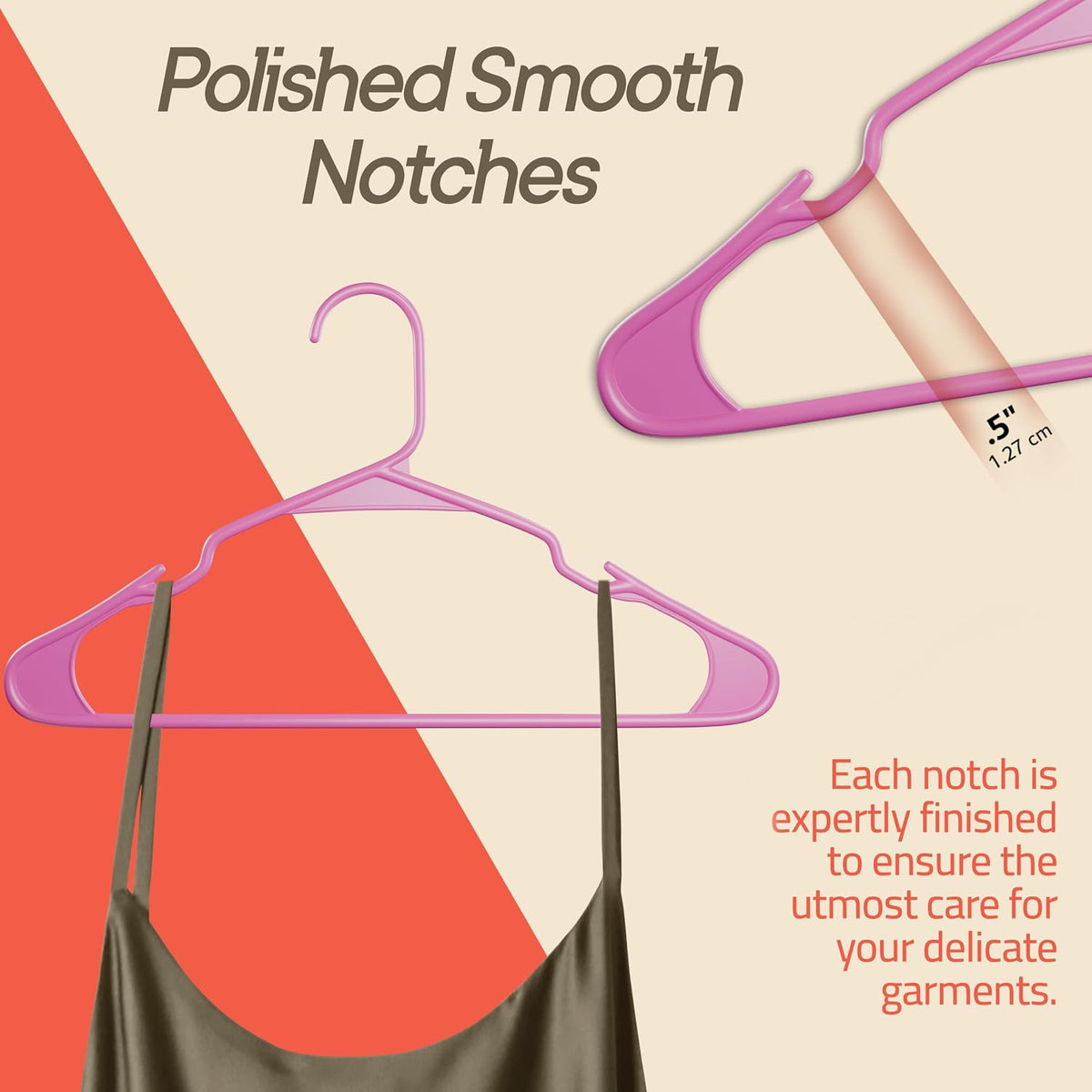 Pink Plastic Hangers 30 Pack– Heavy-Duty Plastic Hangers Slim and Space-Saving, Durable and Lightweight PP with Non-Slip Shoulder Notches for Slip Dresses, Suits, Jackets & Camisoles