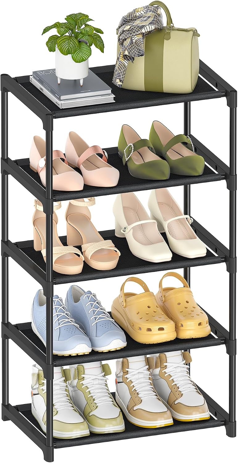 Autonomier 5-Tier Extra Small Shoe Rack (16.3" Wide), Narrow Space-Saving