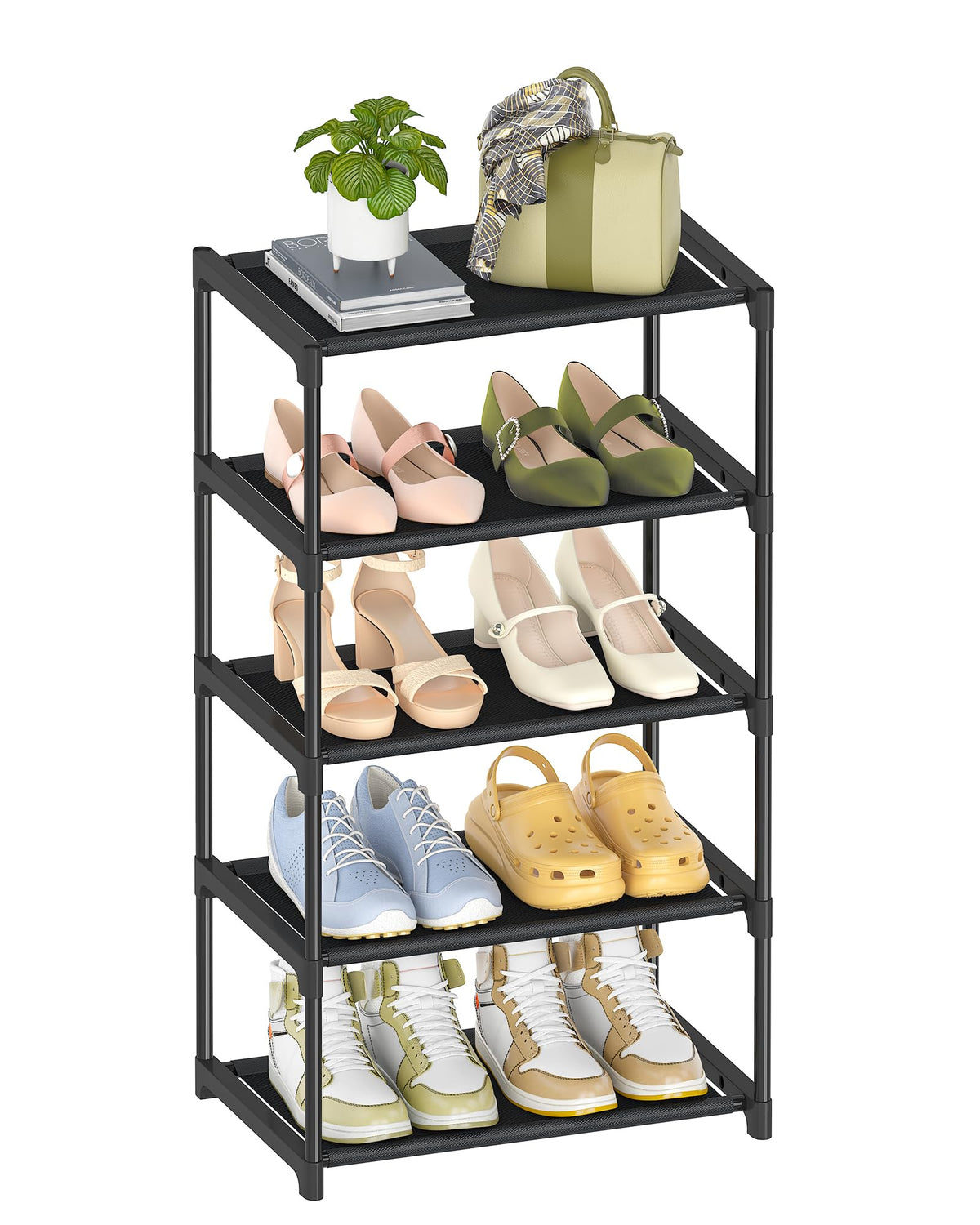 Autonomier 5-Tier Extra Small Shoe Rack (16.3" Wide), Narrow Space-Saving