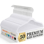 HOUSE DAY 14 Inch Kids Velvet Hangers 50 Pack, Durable Big Kid Hanger Black