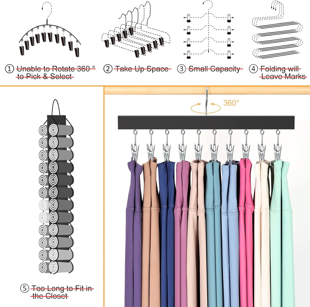 Legging Organizer for Closet, Pants Hangers with Clips