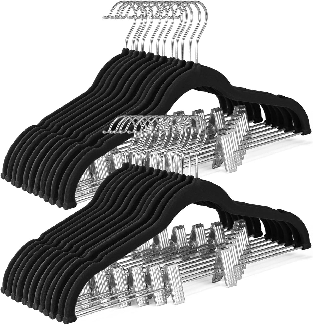 HOUSE DAY Skirt Hangers 24 Pack, Velvet Pants Hangers with Adjustable Clips
