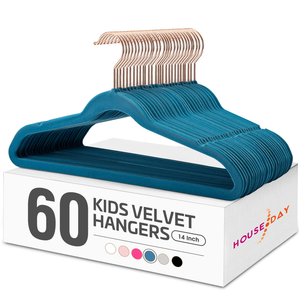 HOUSE DAY Velvet Kids Hangers 60 Pack, Premium Childrens Hangers for Closet