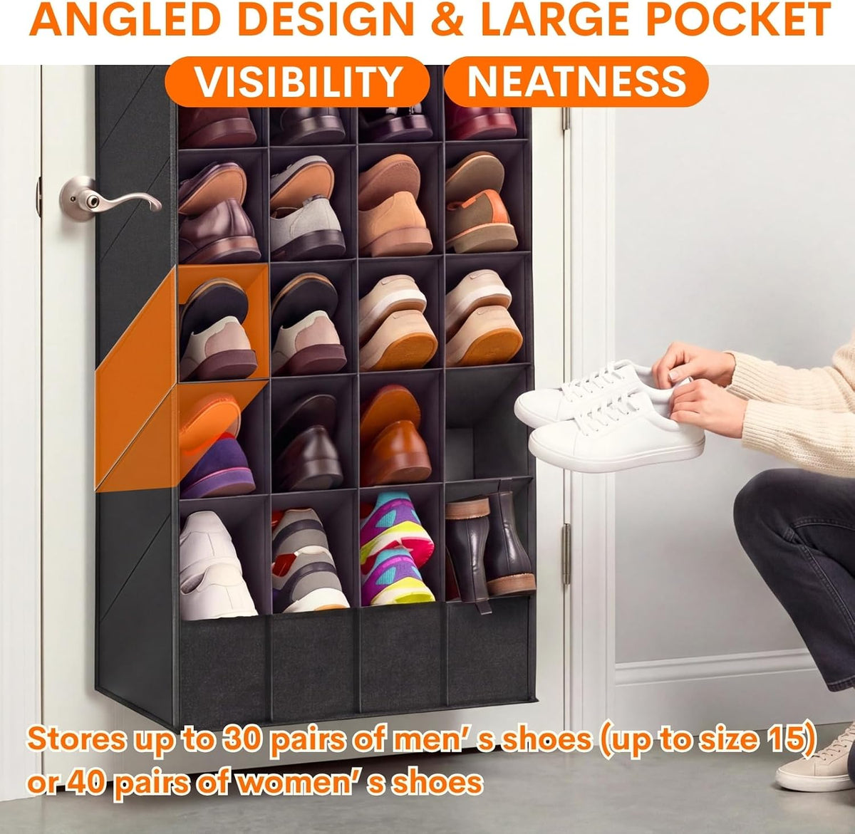 Ofiray-home Over the Door Shoe Organizer, 30-40 Pairs