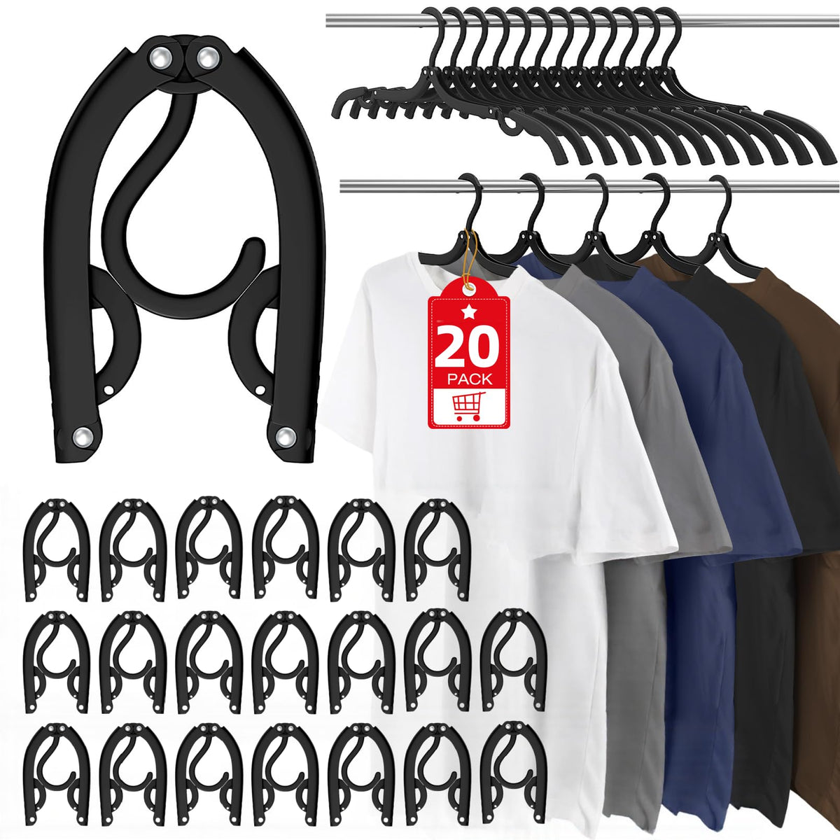 30Pcs Foldable Travel Hangers Cruise Essentials Travel Essential Phone Size