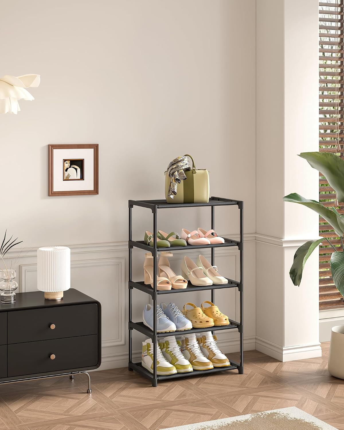 Autonomier 5-Tier Extra Small Shoe Rack (16.3" Wide), Narrow Space-Saving