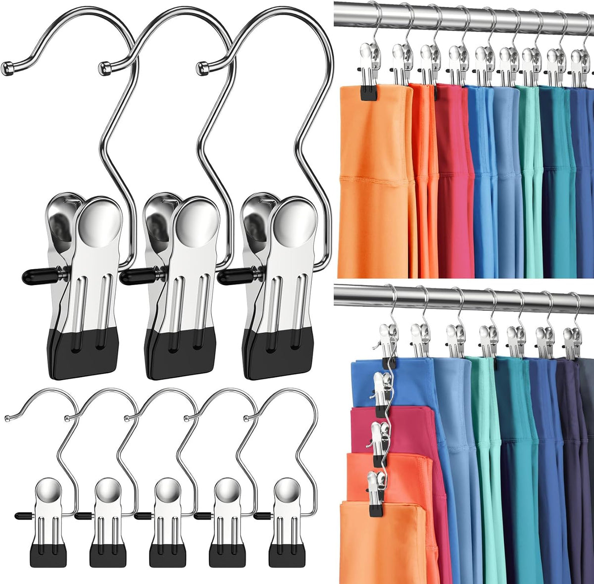 30 Pack Pants Hangers with Clips,Legging & Jean Hangers for Closet Hanging