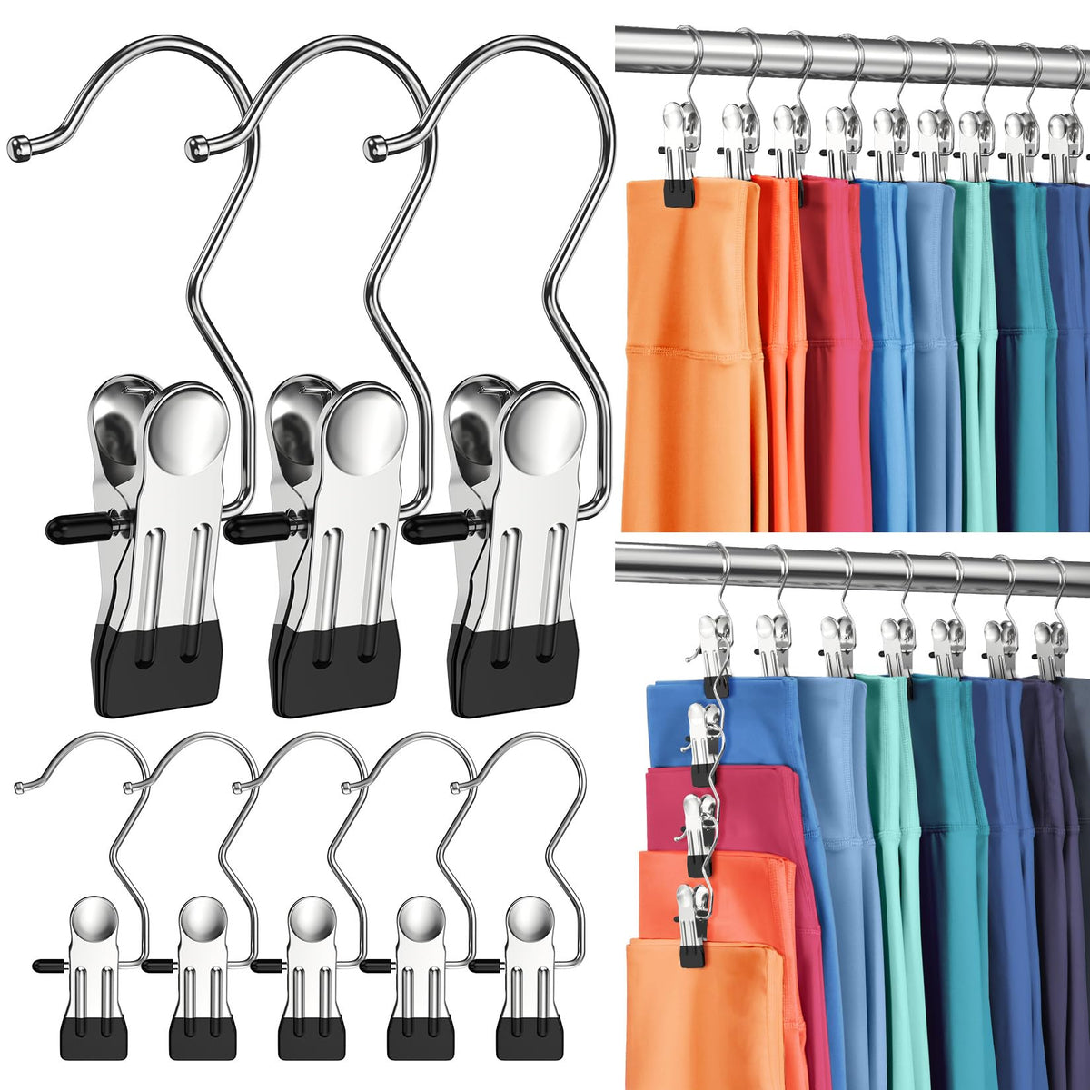 30 Pack Pants Hangers with Clips,Legging & Jean Hangers for Closet Hanging