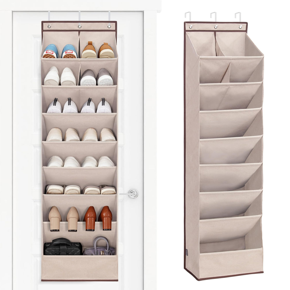 STORAGE MANIAC Over the Door Shoe Organizer Heavy-Duty Large Deep Pocket Hanging Shoe Organizer Shoe Rack Door Closet Shoe Organizer for Wall, Dorm & Narrow Door Storage Shoe Holder Black, 1 Pack