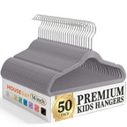 HOUSE DAY 14 Inch Kids Velvet Hangers 50 Pack, Durable Big Kid Hanger Black