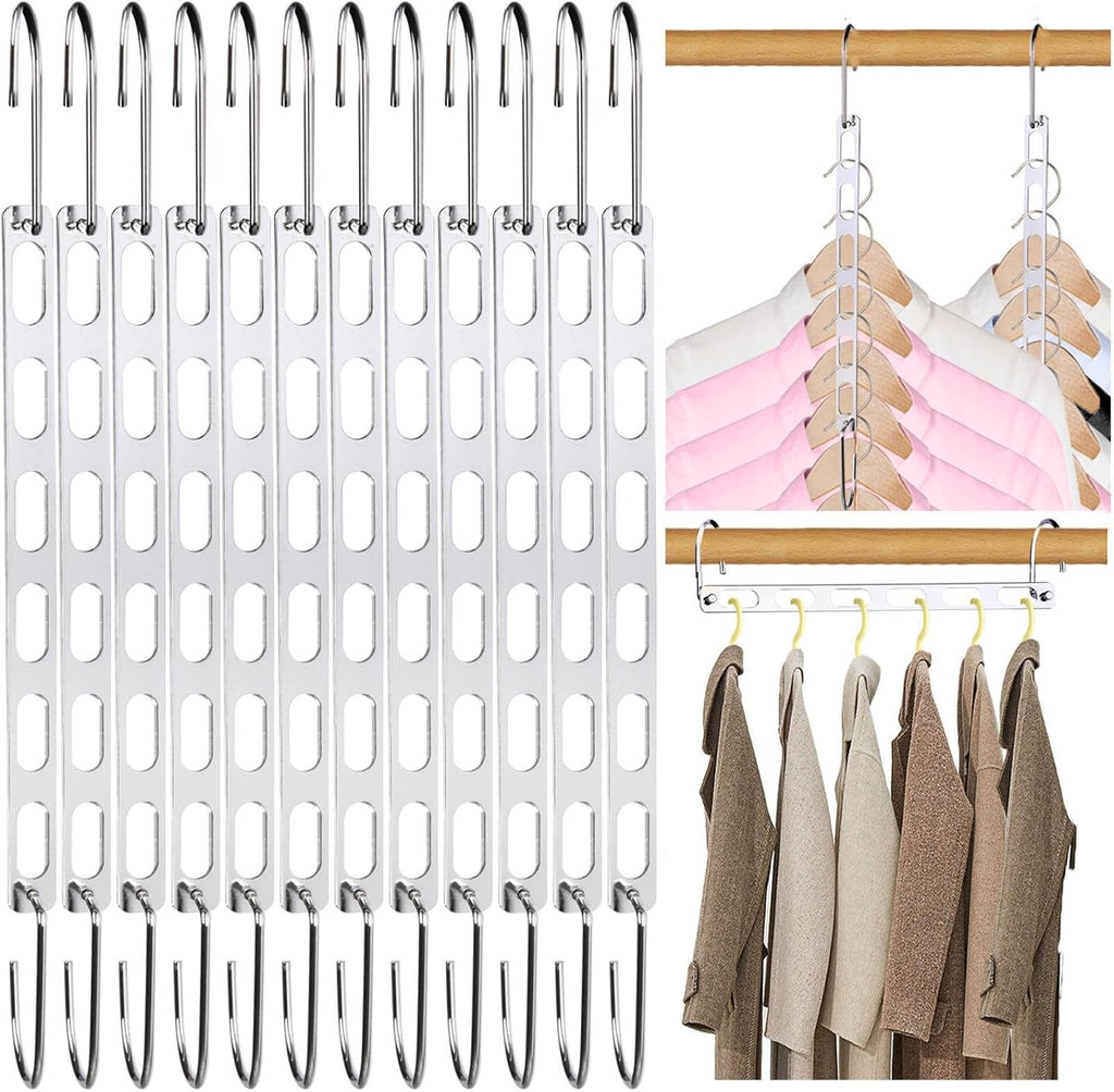 12 Pack Space Saving Hangers for Clothes: Collapsible Metal Hanger