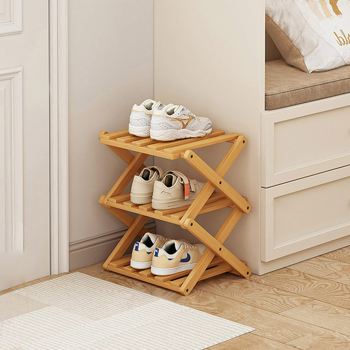 Vertical Narrow Shoe Rack, 7 Tier Portable Folding Shoe Storage Rack, Without Installation Free Standing Shoe Rack for Corridors, Bedrooms Living Room Corner and Small Spaces (7 Tier)