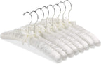 Whitmor Satin Padded Hangers for Women Clothing, Bow Design, 8-Pack, Bone