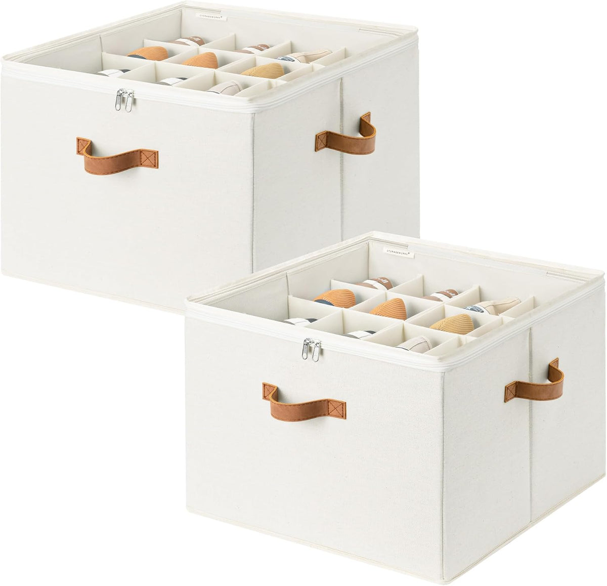 StorageWorks 2-Pack 32-Pair Shoe Storage Organizer for Closet, Beige