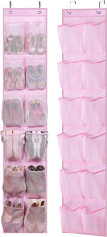 MISSLO Over The Door Shoe Organizer 12 Large Mesh Pockets Hanging Narrow Closet Door, White, 2 Pack