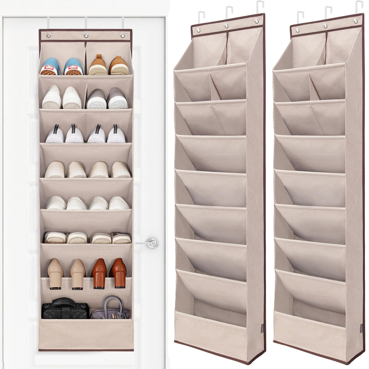 STORAGE MANIAC Over the Door Shoe Organizer Heavy-Duty Large Deep Pocket Hanging Shoe Organizer Shoe Rack Door Closet Shoe Organizer for Wall, Dorm & Narrow Door Storage Shoe Holder Black, 1 Pack