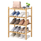 viewcare 3-Tier Black Bamboo Shoe Rack for Entryway, Stackable | Foldable | Natural, Shoe Shelf Storage Organizer for Hallway Closet, Free Standing Shoe Racks for Indoor Outdoor