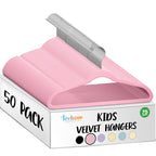 TechZoo 50 Premium Baby Velvet Hangers - 11.8" Non-Slip, Ultra-Slim Space-Saving Children Closet Hangers - 360° Swivel Hook, Strong & Durable Infant & Toddler Clothes Hangers for Wardrobe - Ivory