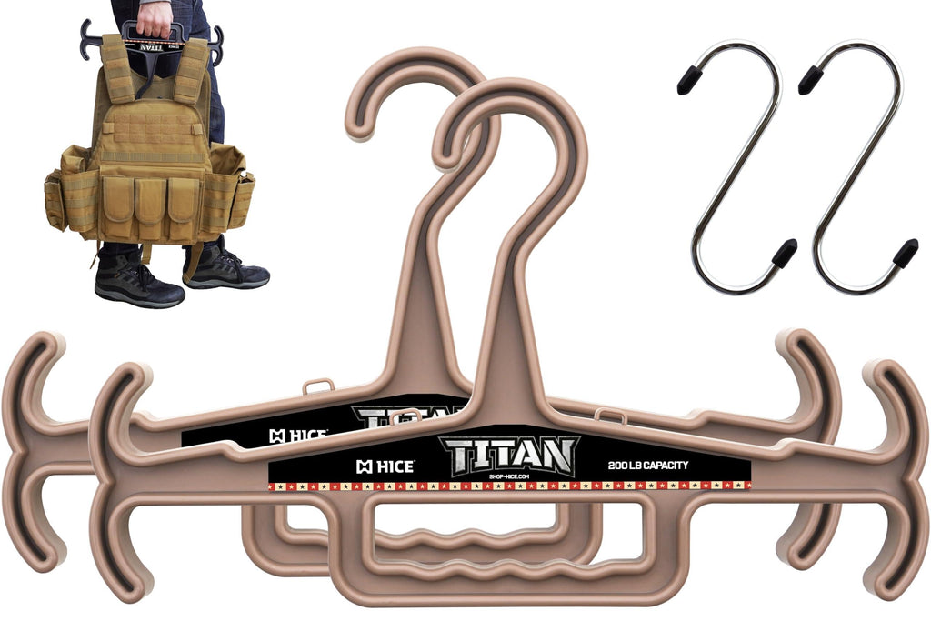 HICE - Titan Vest Hanger | Original Heavy Duty Plate Carrier & Body Armor Hanger | 200 lb Load Capacity | Durable High Impact Resin | for Police, Military, Scuba & Tactical Gear (Black)