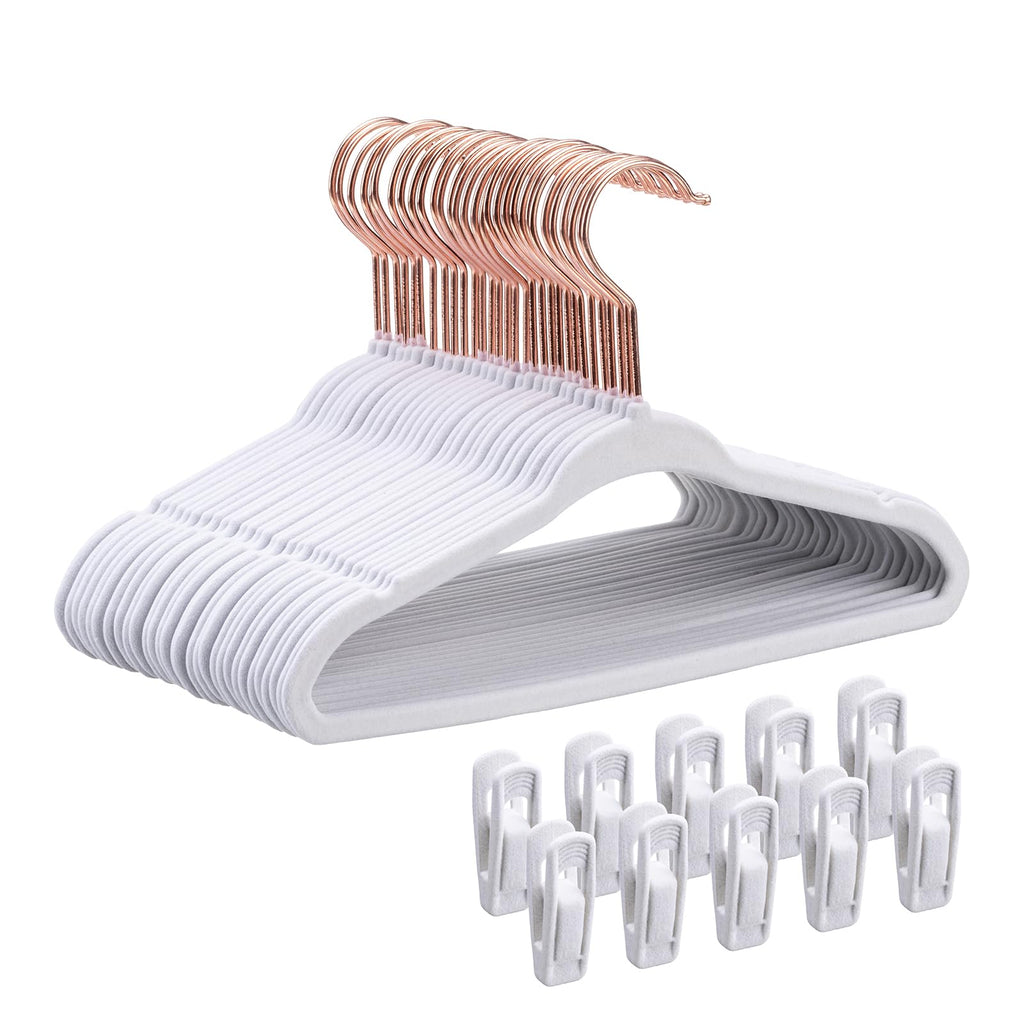 Baby Velvet Hangers 30 Pack - 11 Inch Premium Felt Non Slip Kids Hanger for Infant & Toddler Clothes - 0.2" Slim Space-Saving Baby Felt Hangers for Children's Closet with 10 Clips - Beige
