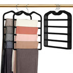 Pants Hangers Space Saving,3 Pack 5 Tier Velvet Short Neck Pants Hangers