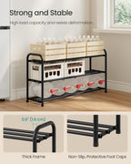SONGMICS Expandable Shoe Rack, 3-Tier Shoe Organizer, Holds 6-12 Pairs