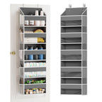 SpaceAid 1 Pack Over The Door Organizer with 5 Large Pockets and 10 Mesh Side Pockets, 5 Layers Door Organizer Hanging with Clear Window for Bedroom, Bathroom, Pantry and Nursery, Gray