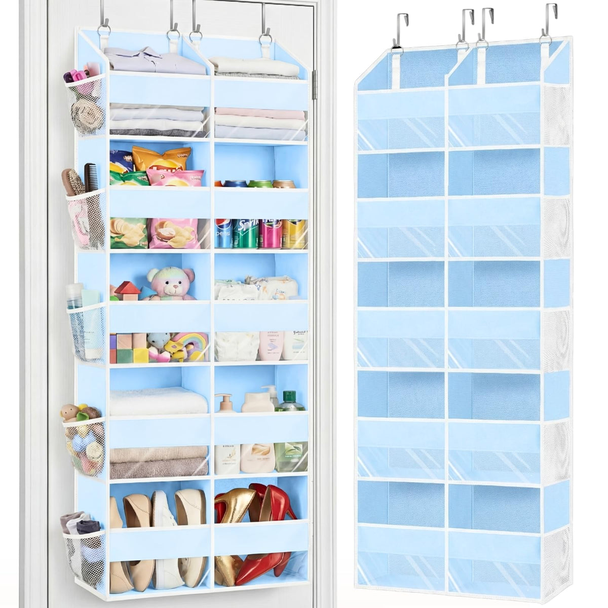 Ofiray-home Over the Door Organizer 5 Tiers,Extra Large Behind Door Storage of 10 Compartments,80 lbs Weight Capacity Over the Door Storage, Door Hanging Organizer for Closet, Diaper Organizer, Beige
