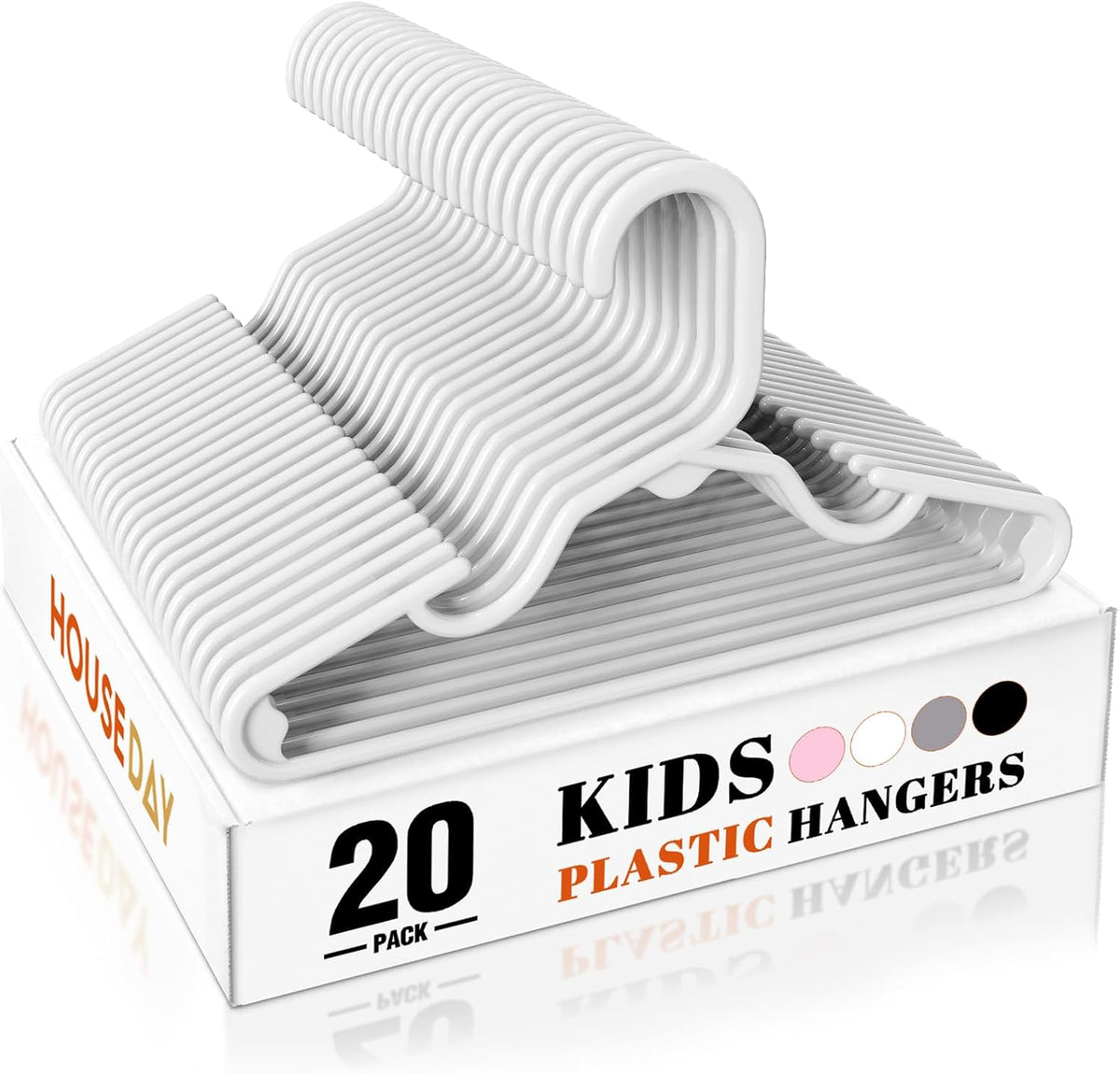 HOUSE DAY White Baby Hangers 20 Pack, Sturdy 11.5" Kids Hangers for Closet