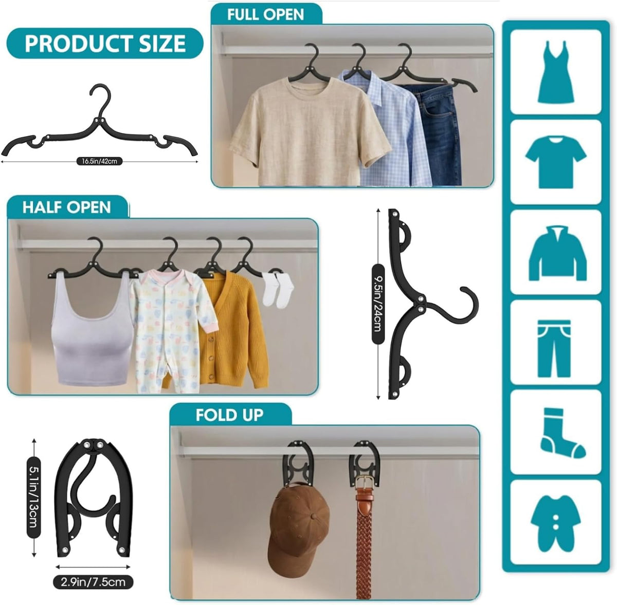 30Pcs Foldable Travel Hangers Cruise Essentials Travel Essential Phone Size