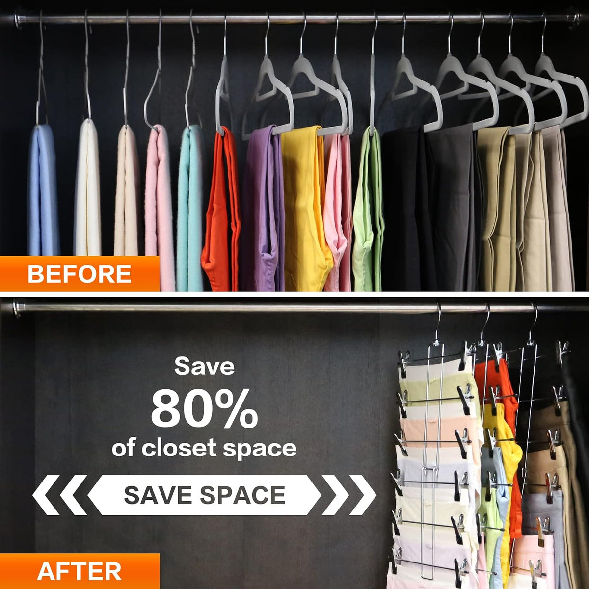 3 Pack Pants-Hangers-Space-Saving, 6 Tier-Closet-Organizers-and-Storage