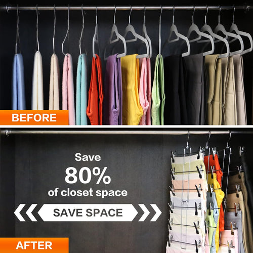 3 Pack Pants-Hangers-Space-Saving, 6 Tier-Closet-Organizers-and-Storage