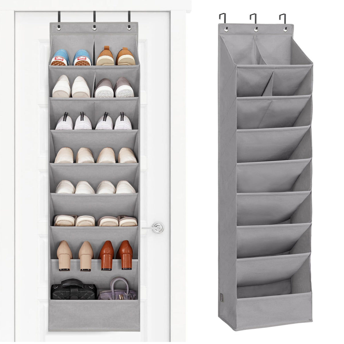 STORAGE MANIAC Over the Door Shoe Organizer Heavy-Duty Large Deep Pocket Hanging Shoe Organizer Shoe Rack Door Closet Shoe Organizer for Wall, Dorm & Narrow Door Storage Shoe Holder Black, 1 Pack