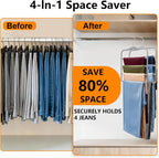 Velvet Pants Hangers Space Saving, 2-Pack Multi-Tier Closet Organizers,Grey