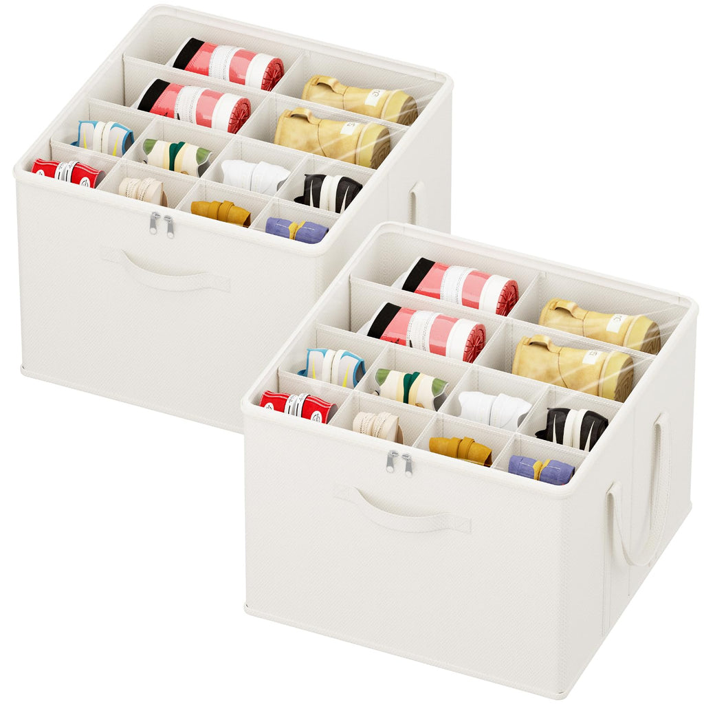 Lifewit Shoe Storage Organizer for Closet, Holder Box, 2 Pack, Gray