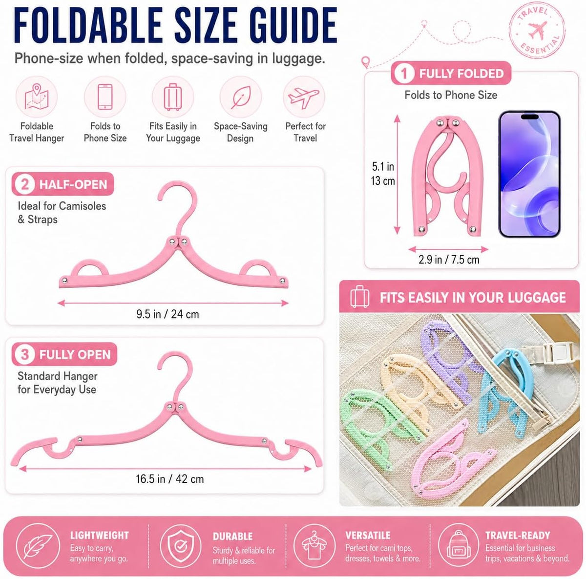 10 Pcs Travel Hangers Cruise Ship Essentials Accessories Portable Folding Clothes Hanger Foldable Drying Rack