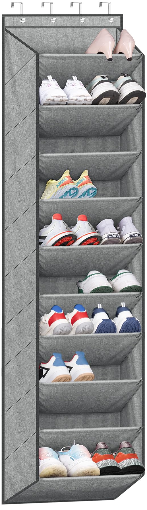 SLEEPING LAMB Over The Door Shoe Organizer for Closet with Large Deep Pockets, Narrow Shoe Rack for Door Hanging Boots Storage, Black