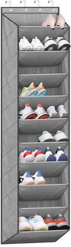 SLEEPING LAMB Over The Door Shoe Organizer for Closet with Large Deep Pockets, Narrow Shoe Rack for Door Hanging Boots Storage, Black