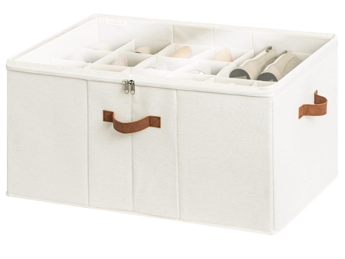 StorageWorks 2-Pack 32-Pair Shoe Storage Organizer for Closet, Beige