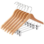 Wooden Hangers with Clips 12 Pack Wooden Pants Hangers,Skirt Hangers with Adjustable Clips,Hangers for Pants,Jeans,Slacks,Shorts（Natural）
