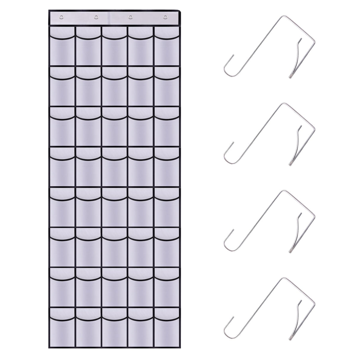 35 Pocket Over Door Shoe Organizer with 4 Metal Hooks（Grey）